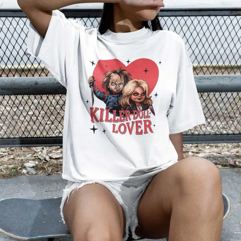 Killer Doll Lover Shirt, Chucky Shirt, Halloween Horror Characters Shirt, Horror Character Shirt, Chucky And Tiffany...
