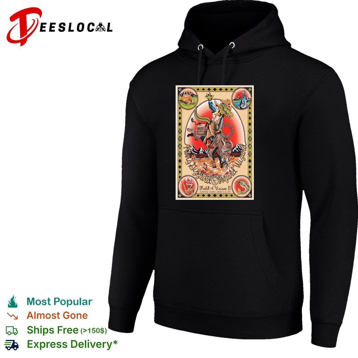 King Gizzard and the Lizard Wizard crocodile cowboy riding boar Field of Vision II 2026 shirt