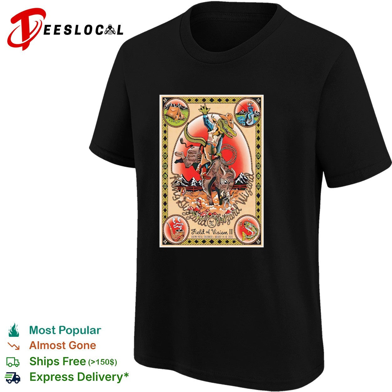 King Gizzard and the Lizard Wizard crocodile cowboy riding boar Field of Vision II 2026 shirt