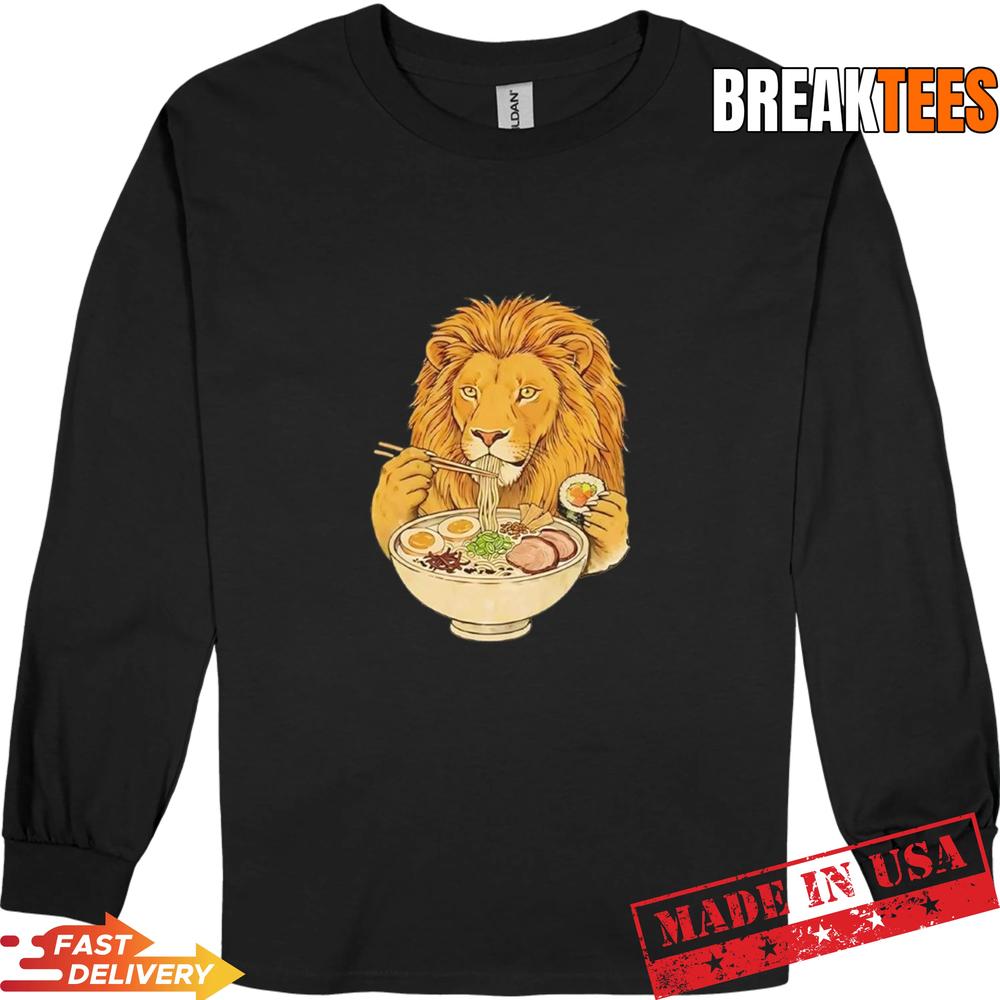 King Lion Enjoying Ramen Dinner Meme T-Shirt