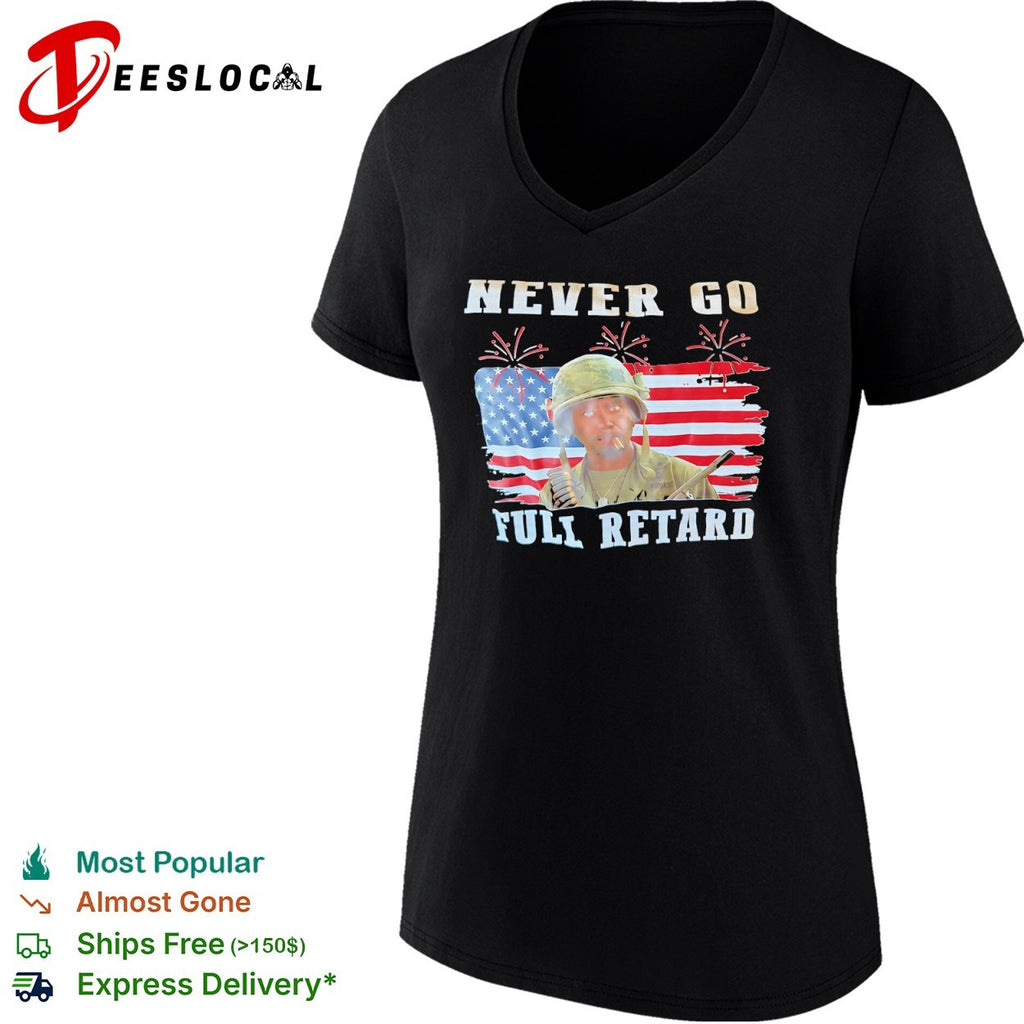 Kirk Lazarus Tropic Thunder never go full retard US flag shirt