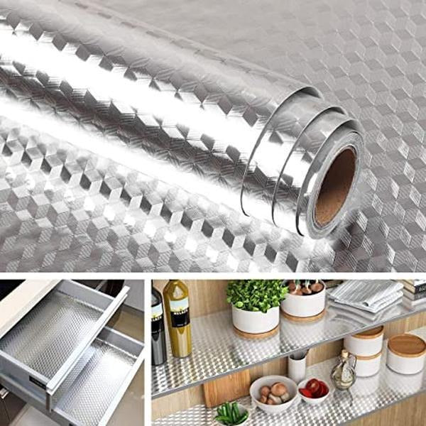 Kitchen Aluminum Foil Kitchen Wallpaper Oil Proof Sticker Aluminum Foil Backsplash Self-Adhesive Contact Paper Cabinet...