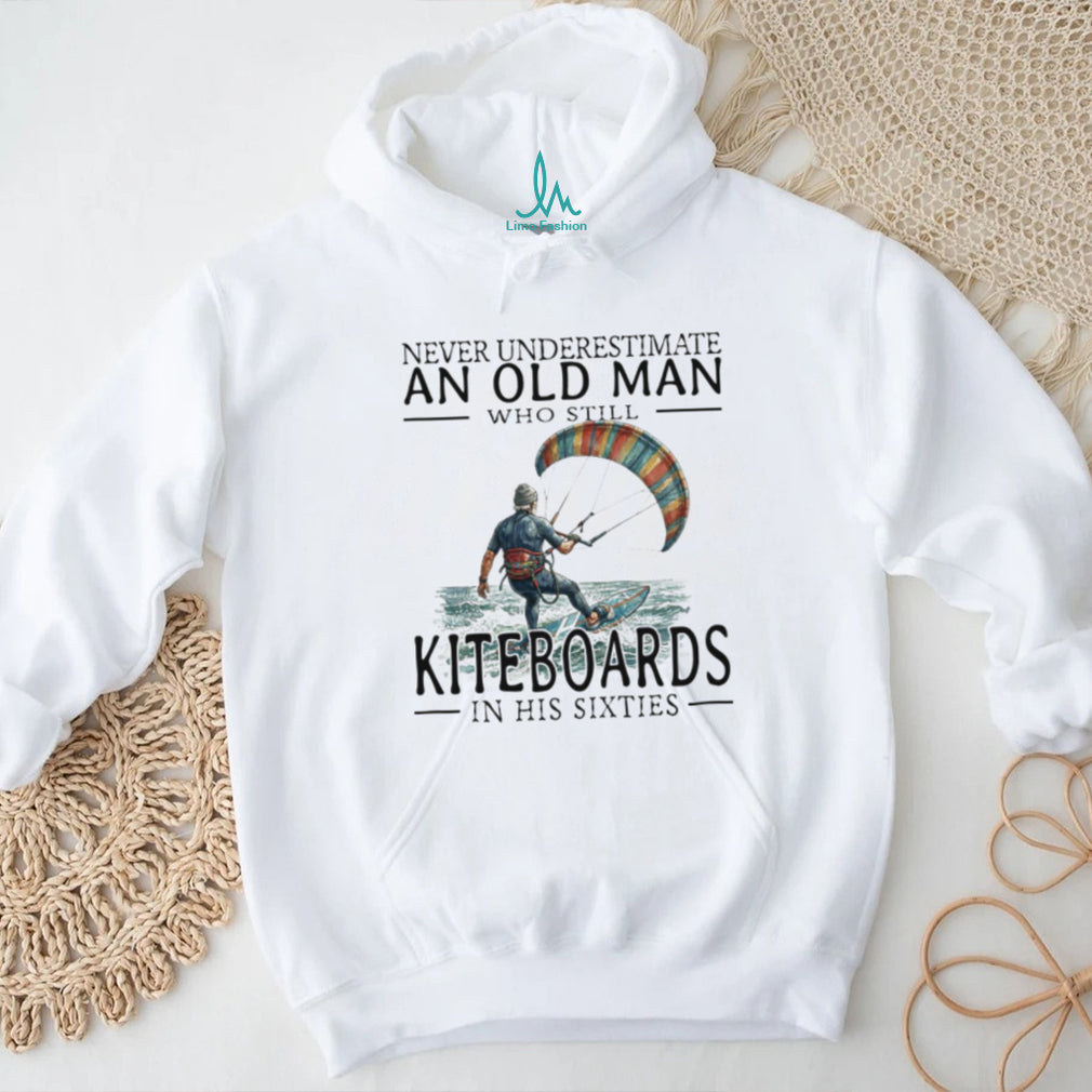 Kiteboarding Surfer Old Man in His Sixties Water Sports T Shirt