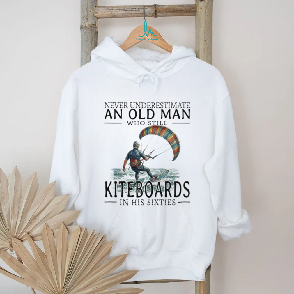 Kiteboarding Surfer Old Man in His Sixties Water Sports T Shirt
