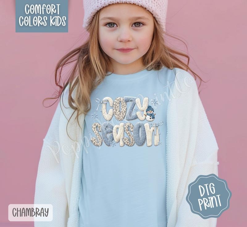 Knit Cozy Season Comfort Colors Youth Tshirt Hoodie, Sweatshirt | PodTeesHub.com