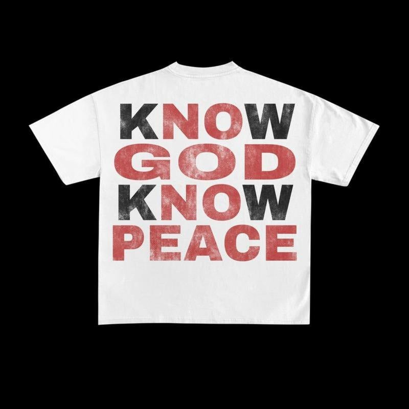 Know God Know Peace No God No Peace Inspirational T-Shirt For Women Faith Based Religious Graphic Tee Casual Cotton...