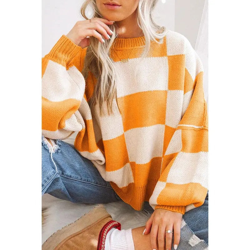 Knoxville Charm Orange Check Bishop Sleeve Sweater T-Shirts, Hoodie, Sweatshirt | PodTeesHub.com