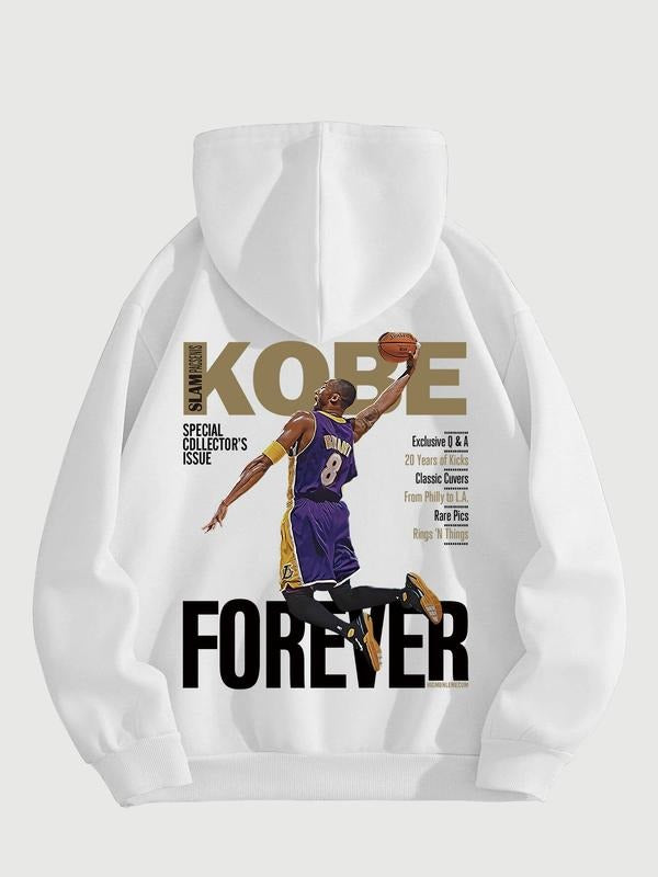 Kobe Bryant 8 Jersey Print Hoodie, Trendy and Nostalgic, Loose Fit Comfortable, Casual Daily Wear, Outdoor Activities,...
