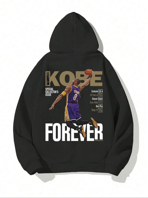 Kobe Bryant Graphic Hoodie, Loose Fit Casual Wear, Warm Comfortable Sweatshirt for Daily Use & Outdoor Activities, Trendy...