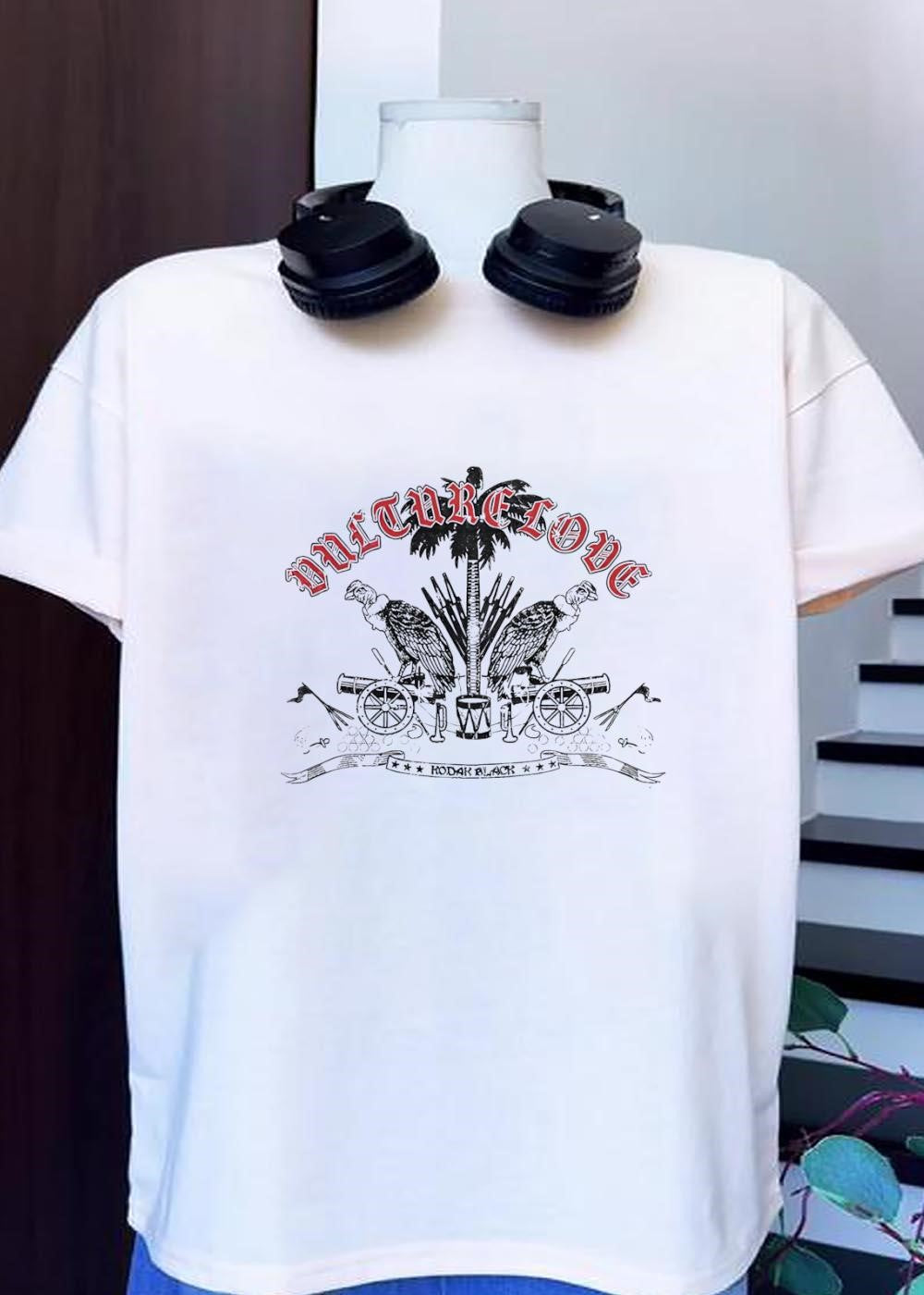Kodak Black Vulture Love Palm Trees Cannons Black and White T-Shirt