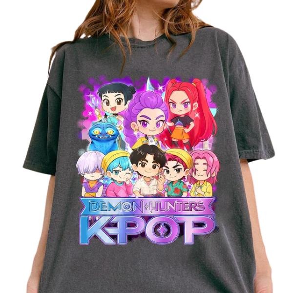 Kpop Demon Hunters Huntrix Saja Boys Graphic TShirt, Rumi, Mira, Zoey Youth Shirt, Derpy Demon Hunter Huntrix Saja Boys...