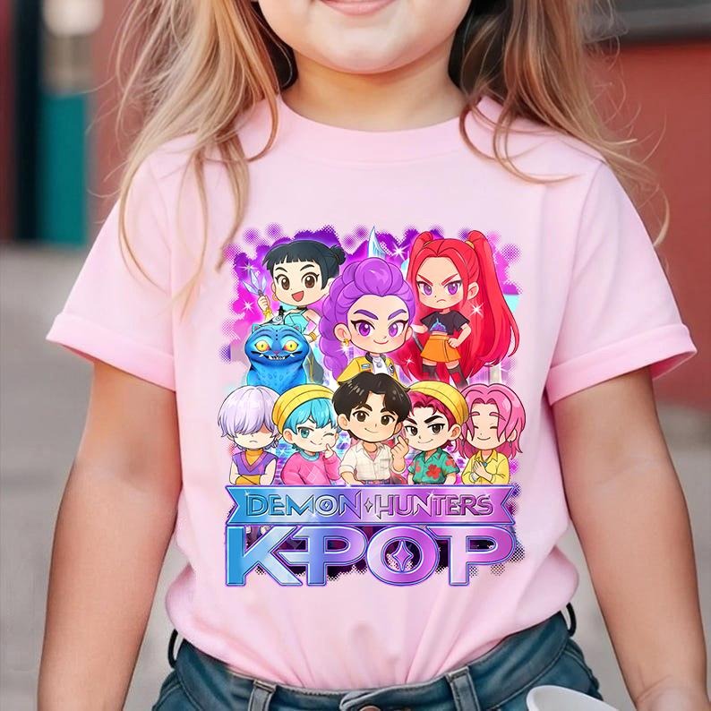 Kpop Demon Hunters Huntrix Saja Boys Graphic Tee, Rumi, Mira, Zoey Youth Shirt, Derpy Demon Hunter Huntrix Saja Boys...