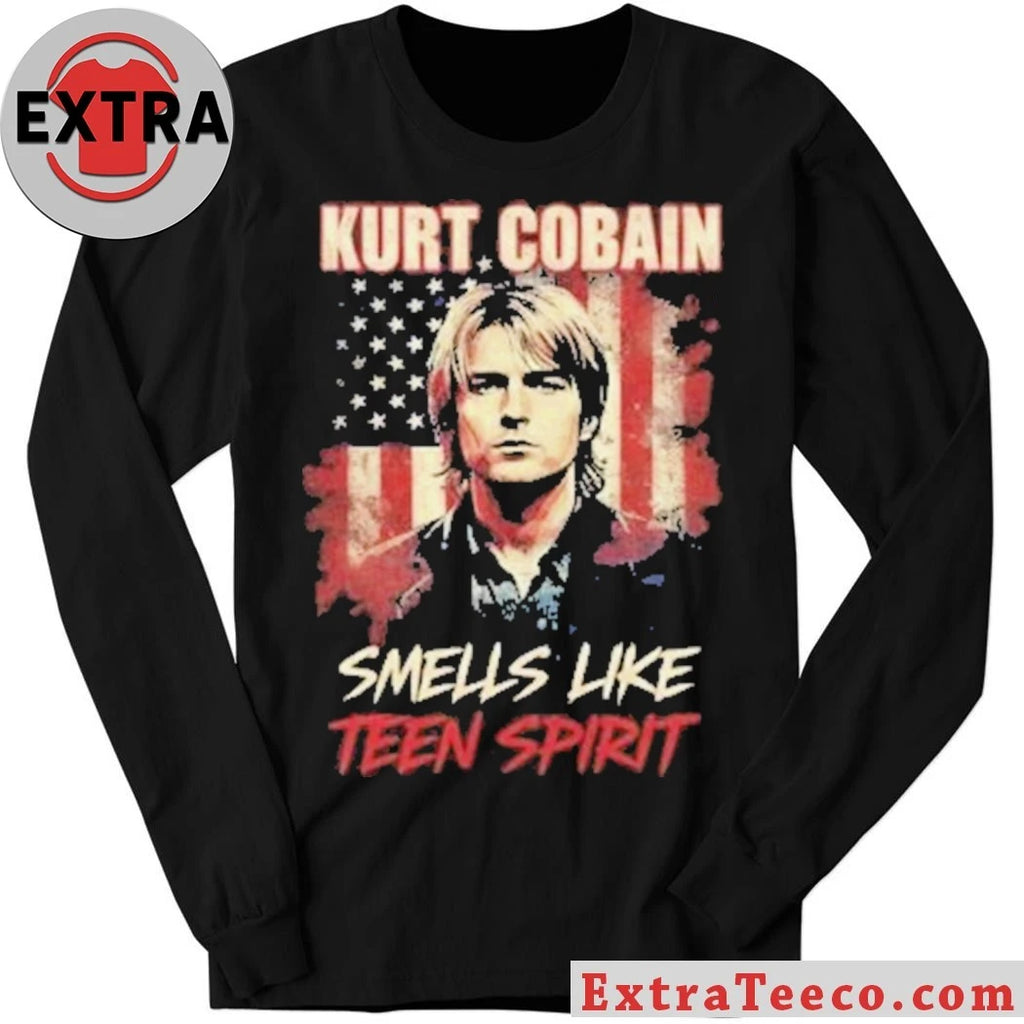 Kurt Cobain Smells Like Teen Spirit American Flag Shirt