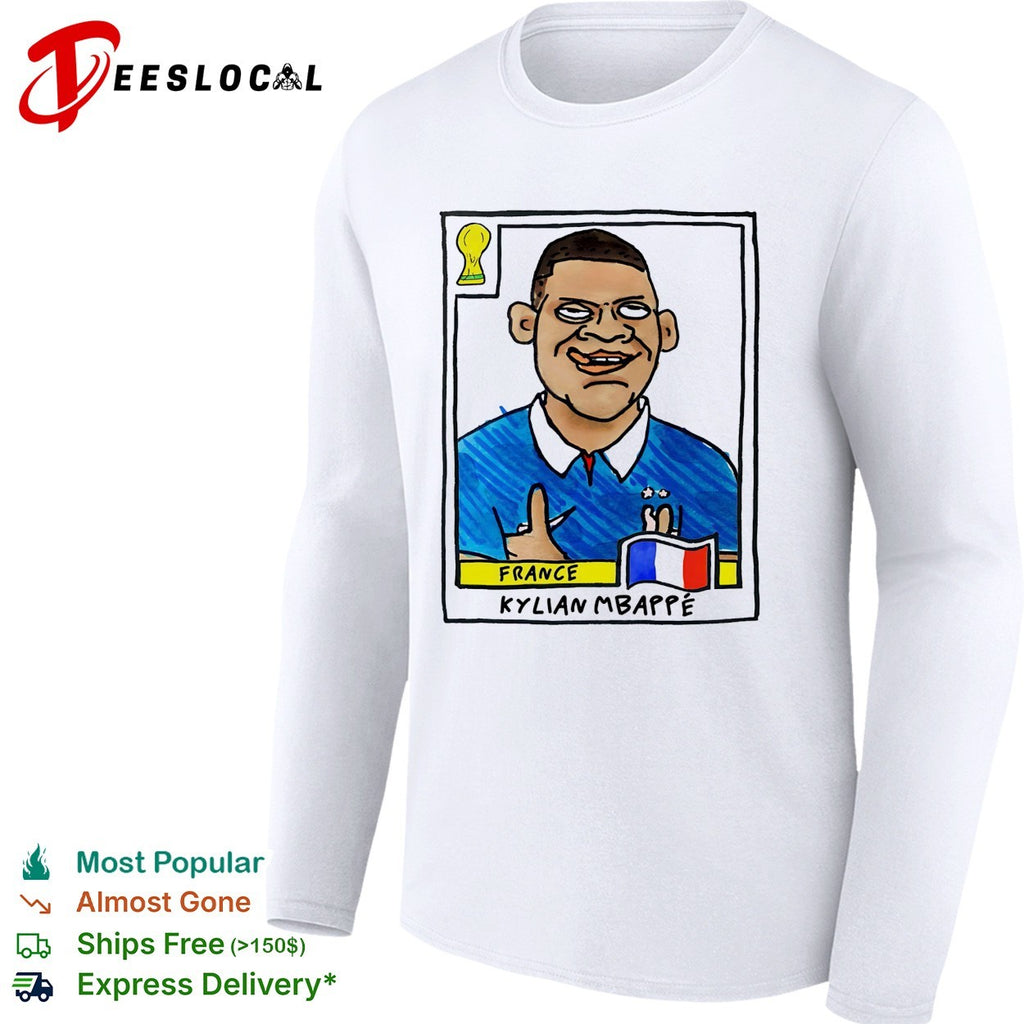 Kylian Mbappé France soccer player caricature collectible card shirt