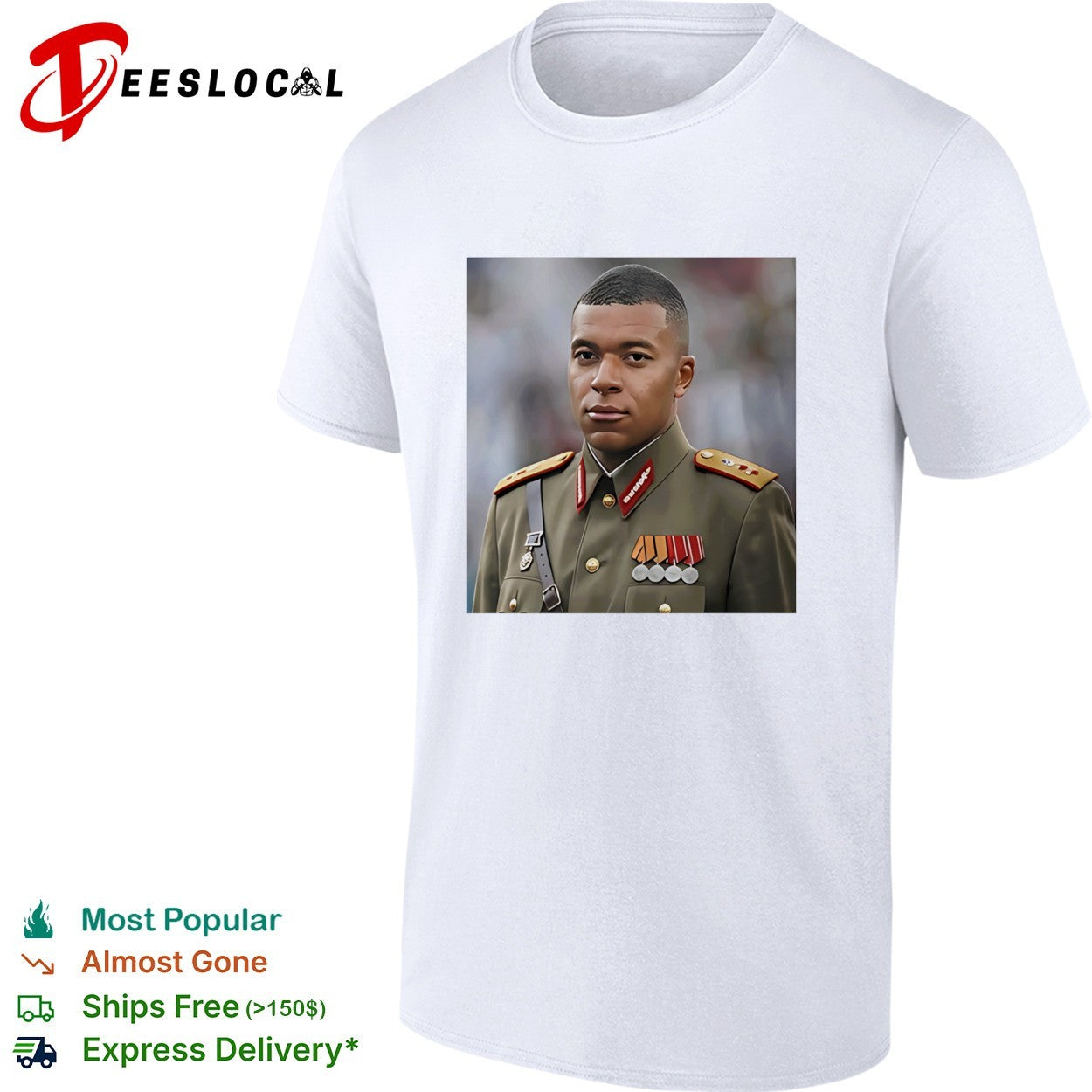 Kylian Mbappe military uniform photo shirt