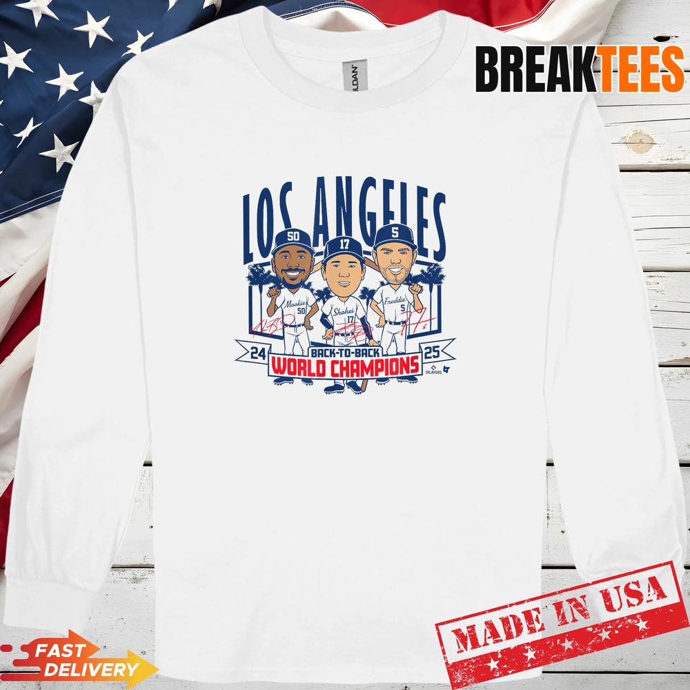 LA Baseball Back-to-Back World Champs Caricature Graphic Shirt