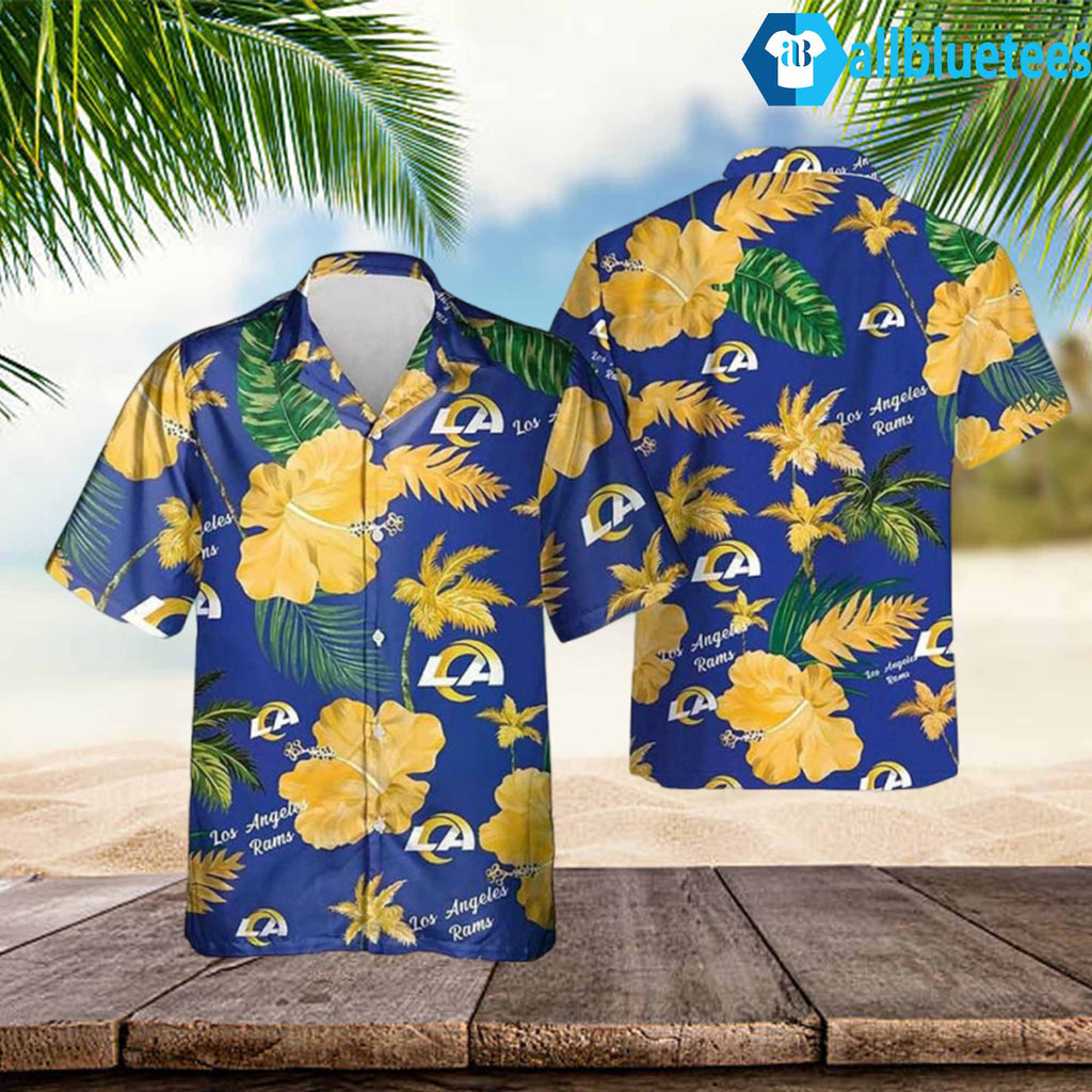 LA Rams Hibiscus Hawaiian Shirt