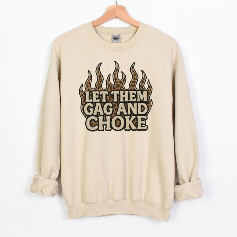 LET THEM CHOK$ AND GAG Grunge Alt Style Casual Slogan Print Pullover Sweater Sweatshirts Womenswear Hoodie Long Sleeve...