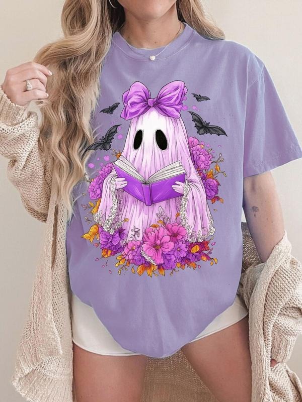 Ladies' Summer Casual Printed T-shirt Cleverly Halloween Preparation Halloween Books Halloween Hoodie, Sweatshirt