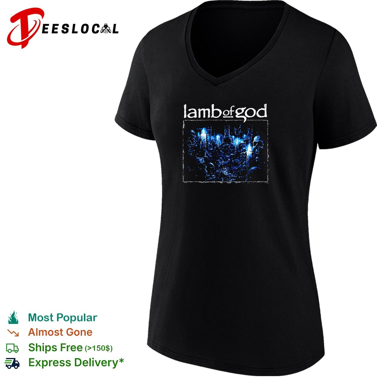 Lamb of God cemetery candles skull band shirt