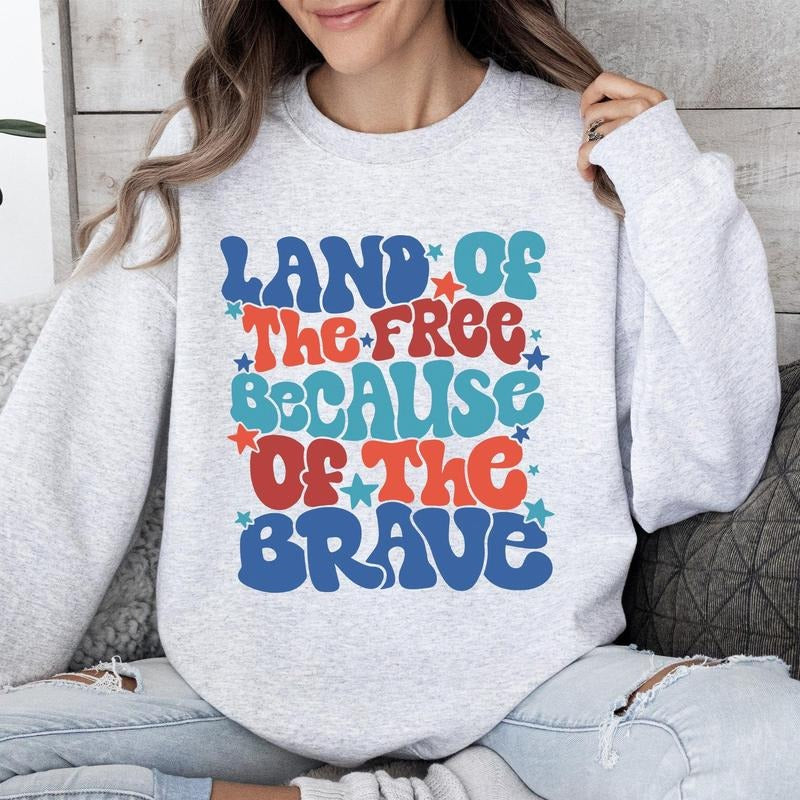 Land Of The Free, American Babe, 4th of July Sweatshirt, Women's Crew Neck, Crewneck T-Shirts, Hoodie | PodTeesHub.com