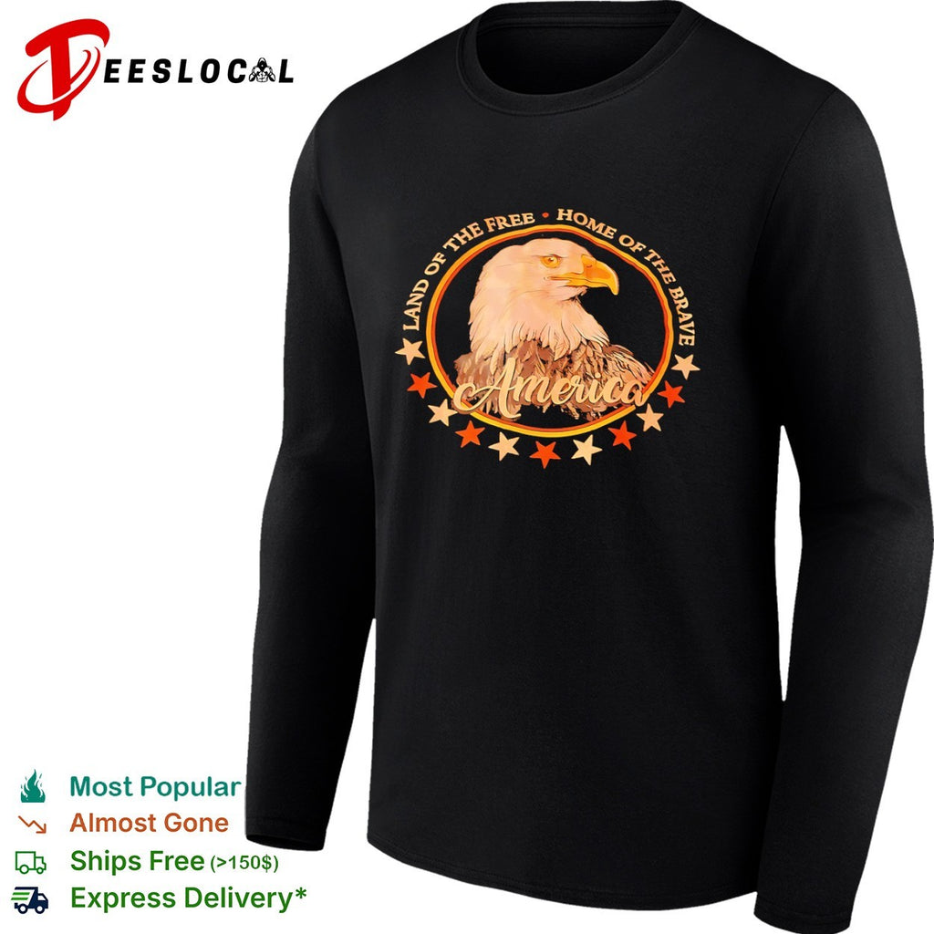 Land of the Free Home of the Brave America Bald Eagle shirt