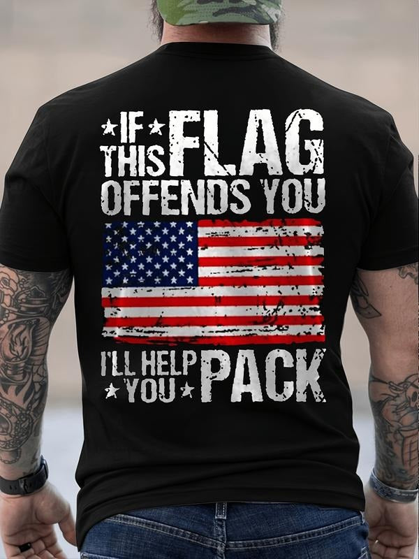 Large Men'S Patriotic American Flag Pattern T-shirt -100% Cotton Regular Edition Short Sleeve, Breathable and Comfortable...