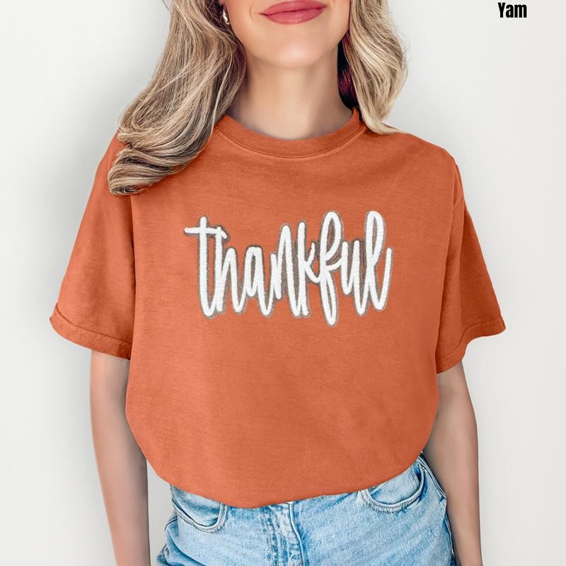 Layered Thankful Fluffy Patch Comfort Colors T-Shirt 'NLB' Hoodie, Sweatshirt | PodTeesHub.com