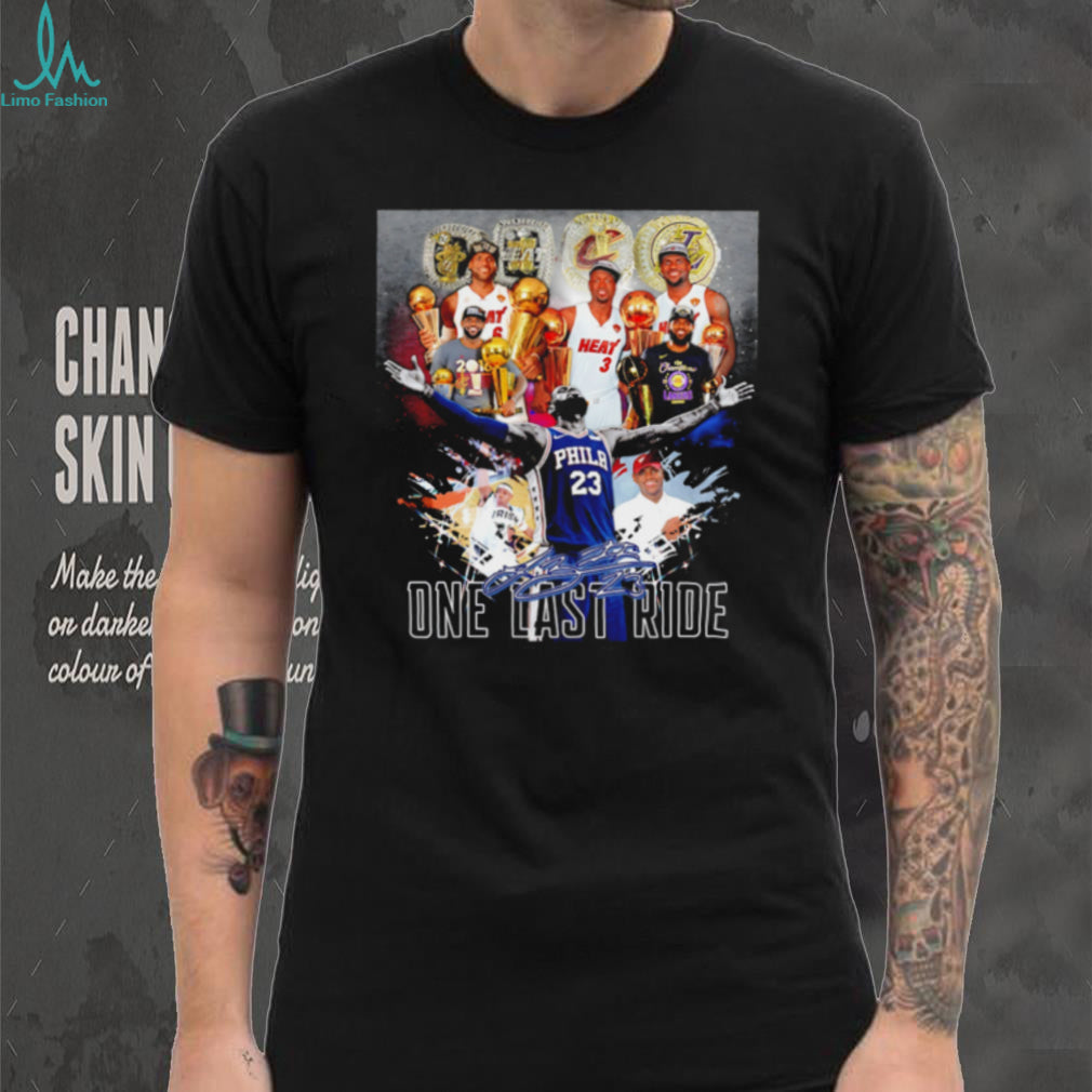 LeBron James 76ers One Last Ride Collage Signature shirt
