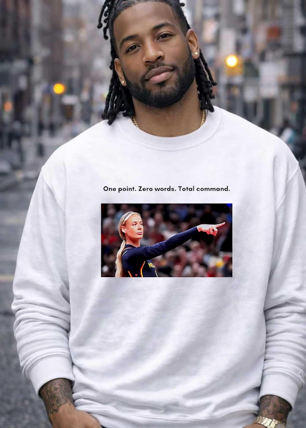 Leading Lady Pointing One Zero Words Total Command Indiana Fever T-Shirt