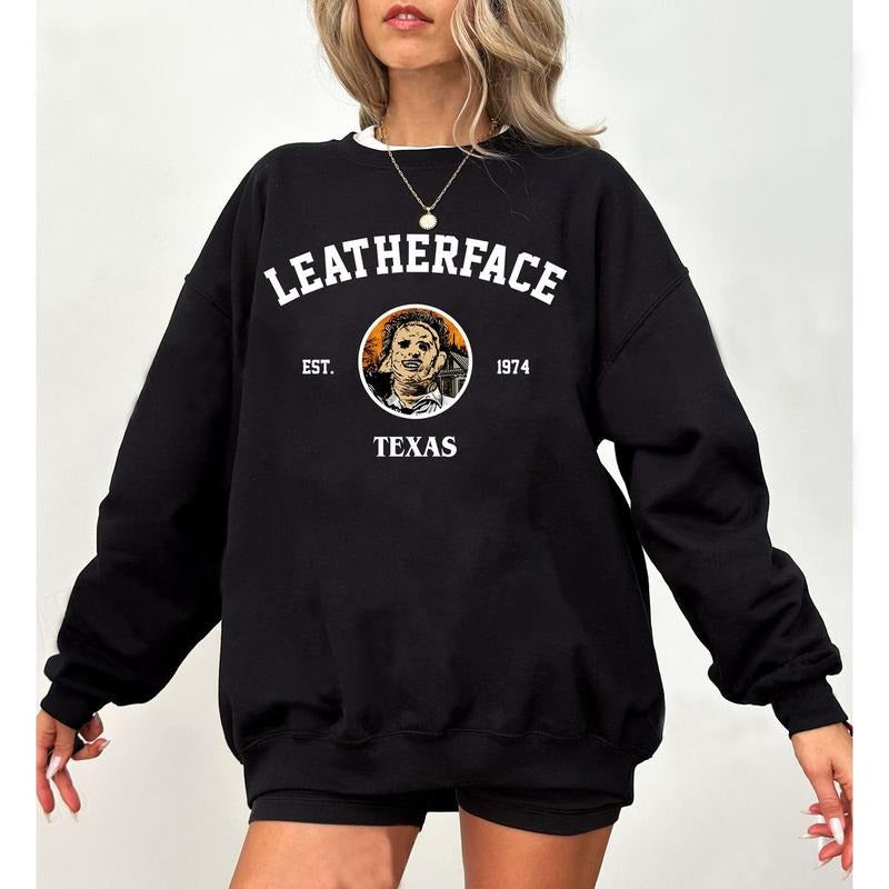 Leatherface Halloween Sweatshirt, Leatherface Halloween Characters Hoodie, Characters Movie Sweatshirt, Hoodie, Halloween...