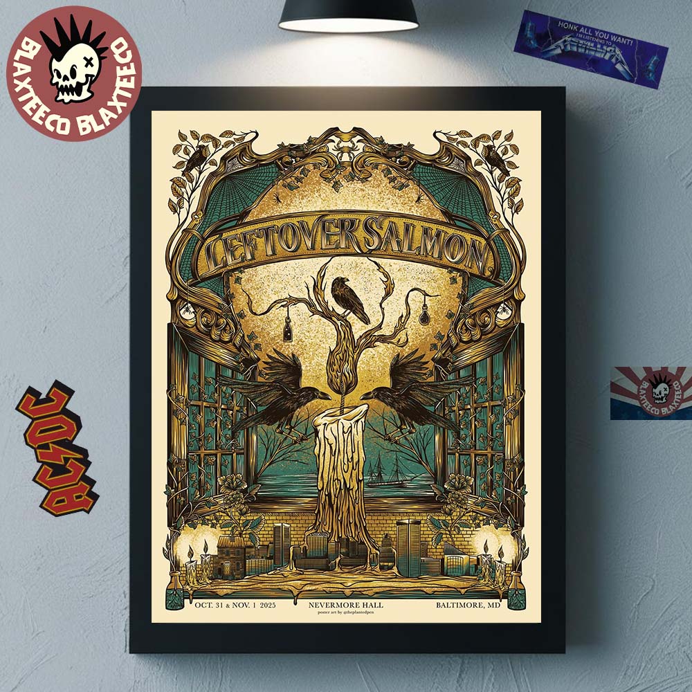Leftover Salmon Baltimore Maryland 2025 Event Poster Halloween At Nevermore Hall On October 31 And November 1 2025 Decor Poster Canvas
