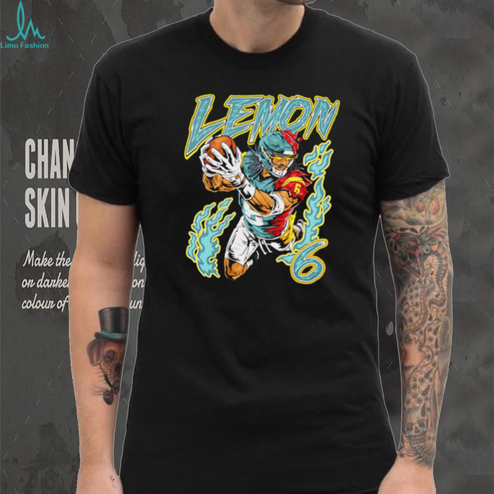 Lemon 6 Football Player Flame Neon Athletic T Shirt