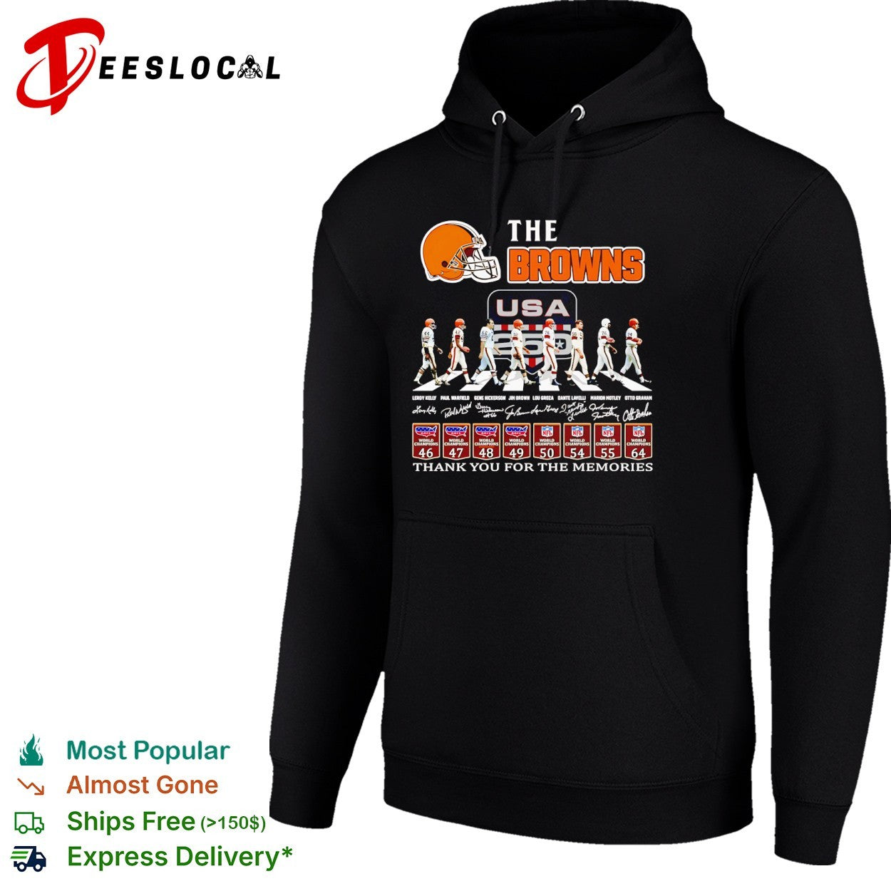 Leroy Kelly Paul Warfield Gene Hickerson Jim Brown Lou Groza Dante Lavelli The Browns shirt