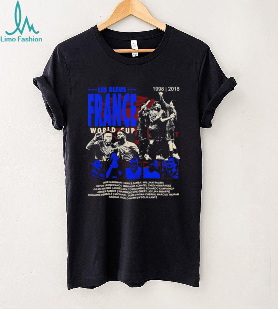 Les Bleus France World Cup 1998 2018 players name list vintage shirt