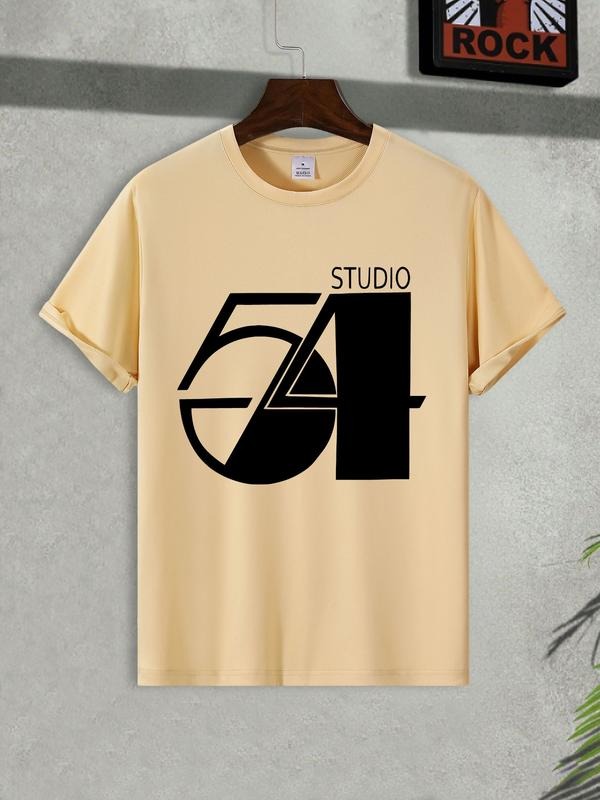Letter Pattern Print T-Shirt for Men, Casual Short Sleeve Trendy Summer Top, Fitted Design for All Seasons Hoodie, Sweatshirt
