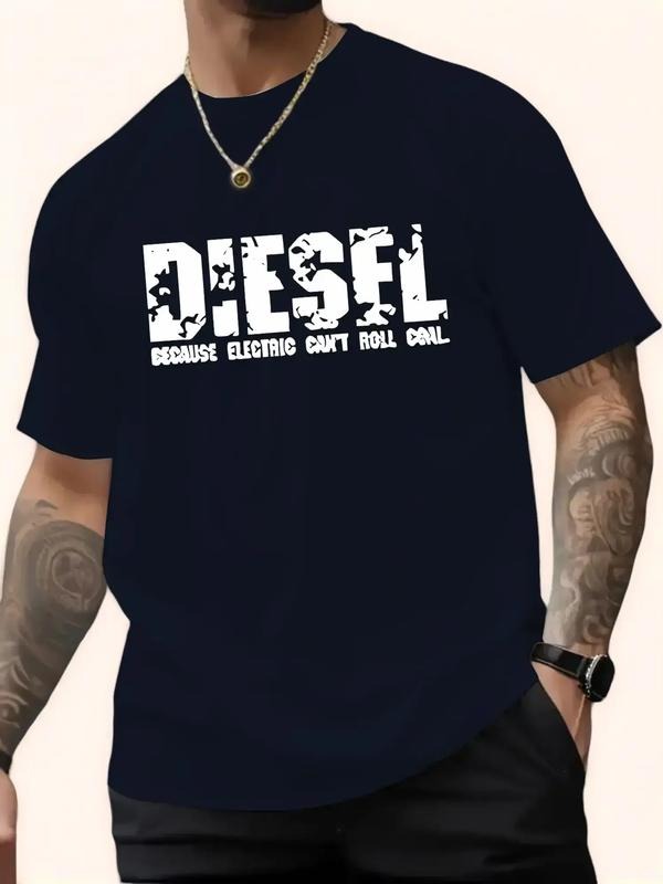 Letter Pattern Print T-Shirt, Short Sleeve Fitted Casual Top, Summer Fashion Trendy Tee for Men & Women, All Seasons Wear...