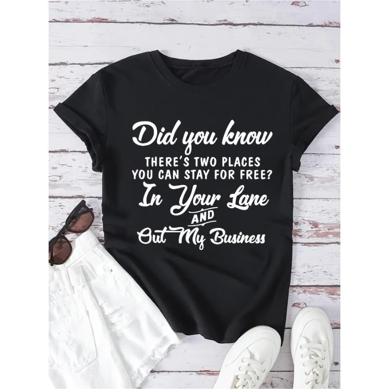 Letter Print Crew Neck T-shirt, Short Sleeve Casual Top For Summer & Spring, Women's Clothing Hoodie, Sweatshirt