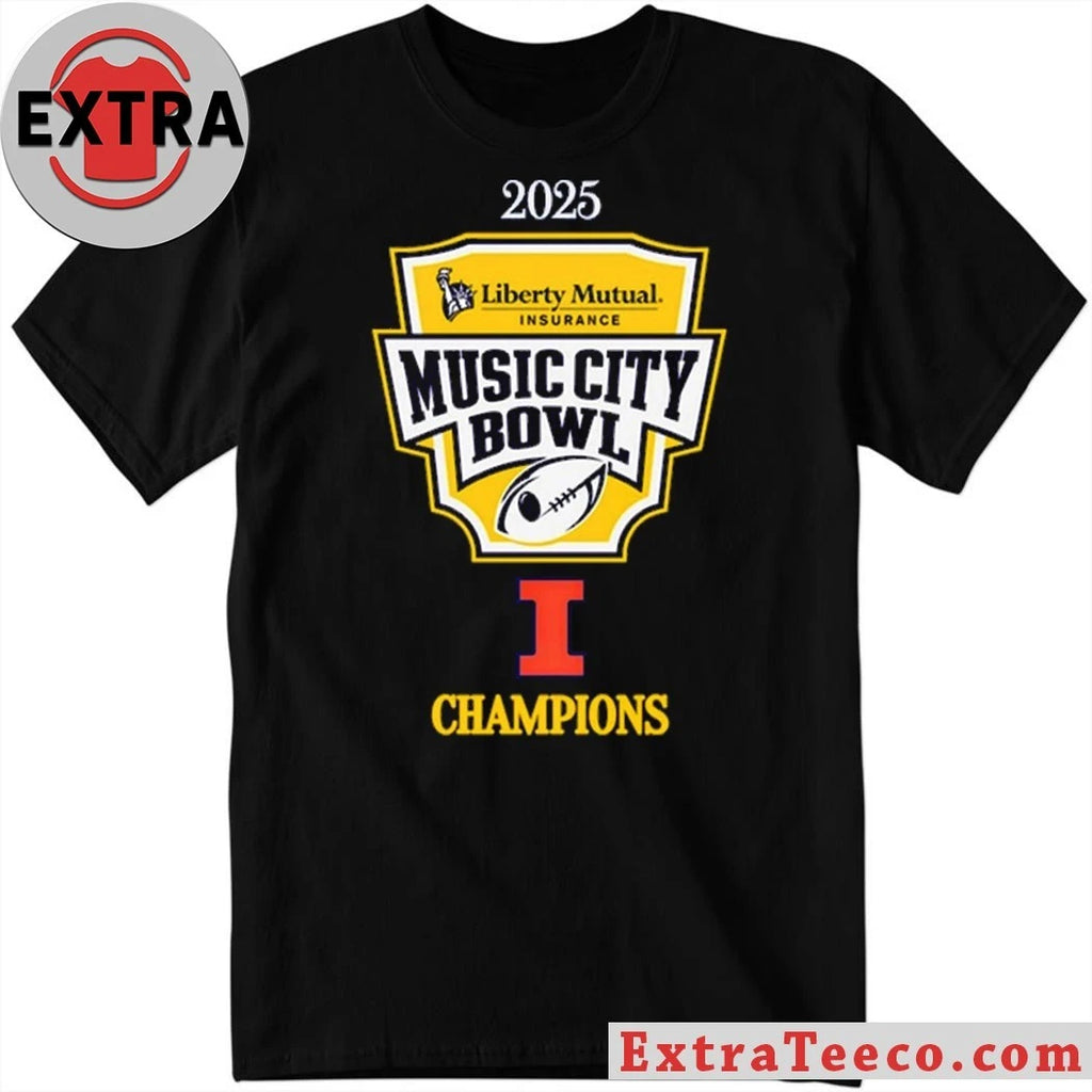 Liberty Mutual Music City Bowl 2025 Illinois Fighting Illini vs. Tennessee Volunteers at Nissan Stadium in Nashville, Tennessee Logo T-Shirt
