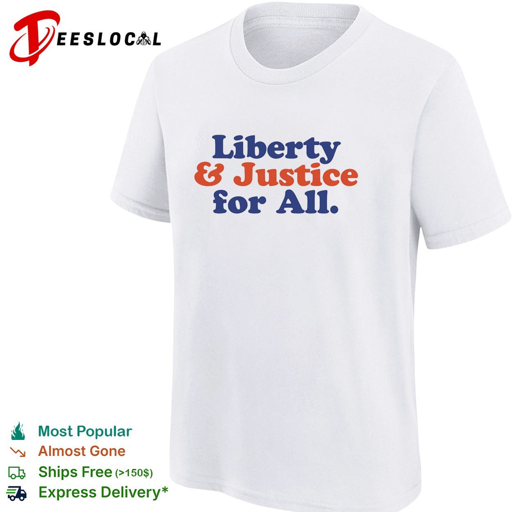 Liberty and Justice for All retro typography shirt