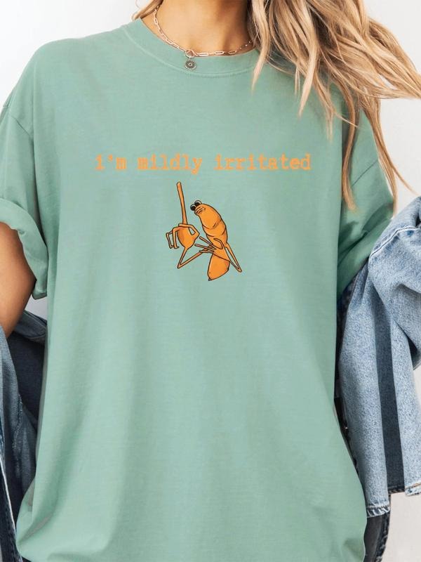 Light Patterned T-Shirt, Cute Angry Ant Print, Unisex Funny Slogan Loose Short Sleeve, Soft Comfortable Top, Street Style...