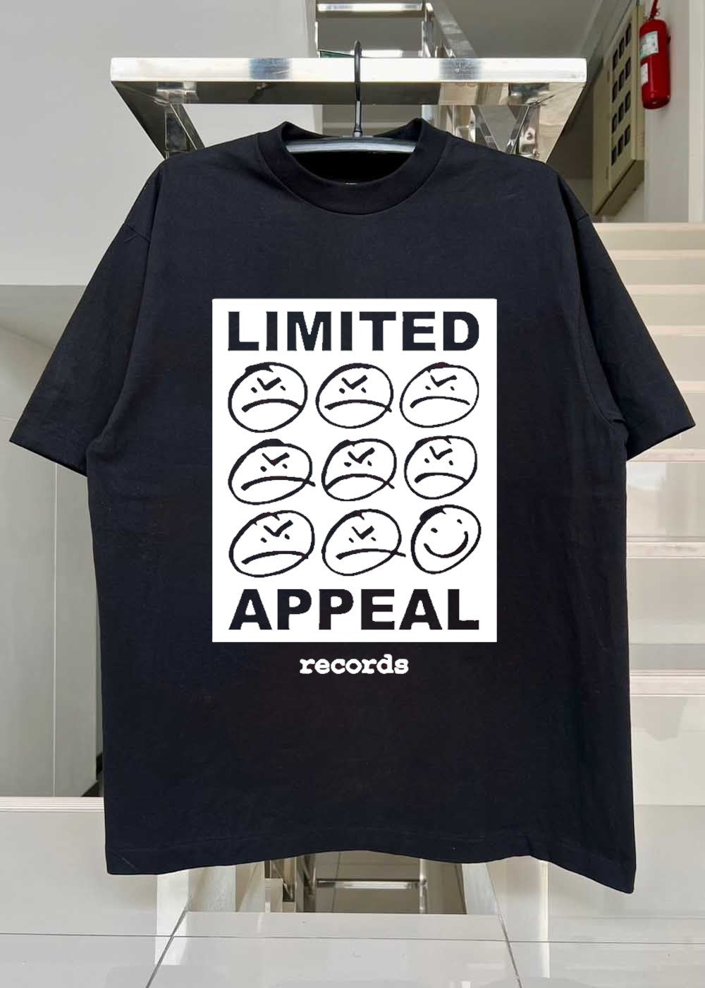 Limited Appeal Records Smiling Frown Faces Music Logo T-Shirt