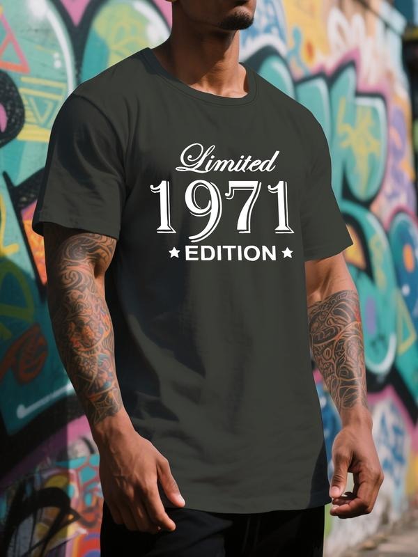 Limited Edition 1971 Letter Print T-Shirt, Short Sleeve Casual Summer Tee for All Seasons, Stylish Graphic Top for Teens...