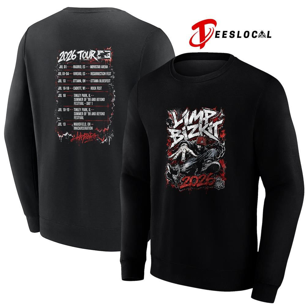 Limp Bizkit 2026 tour dates schedule graphic shirt