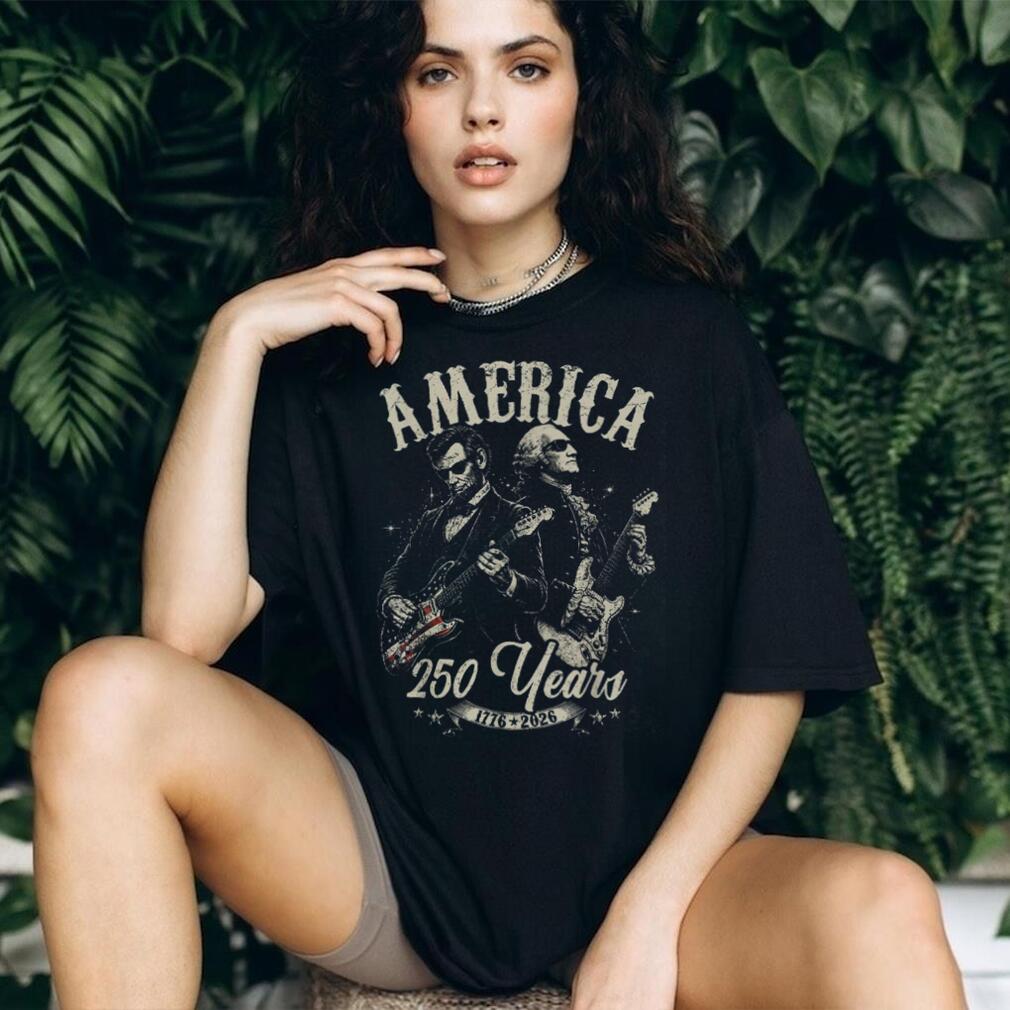 Lincoln and Washington America 250 Years Electric Guitar Patriotic Shirt
