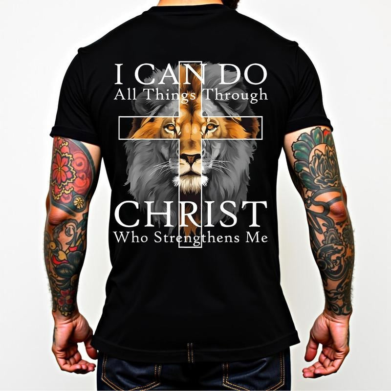Lion And Cross T-Shirt Featuring An Inspirational Bible Verse Design Hoodie, Sweatshirt | PodTeesHub.com