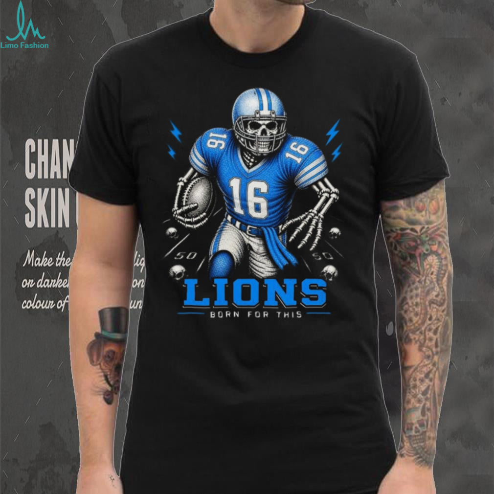 Lions Football Skull Born For This Retro Vintage Game Day Gift Fans Men Women Shirt