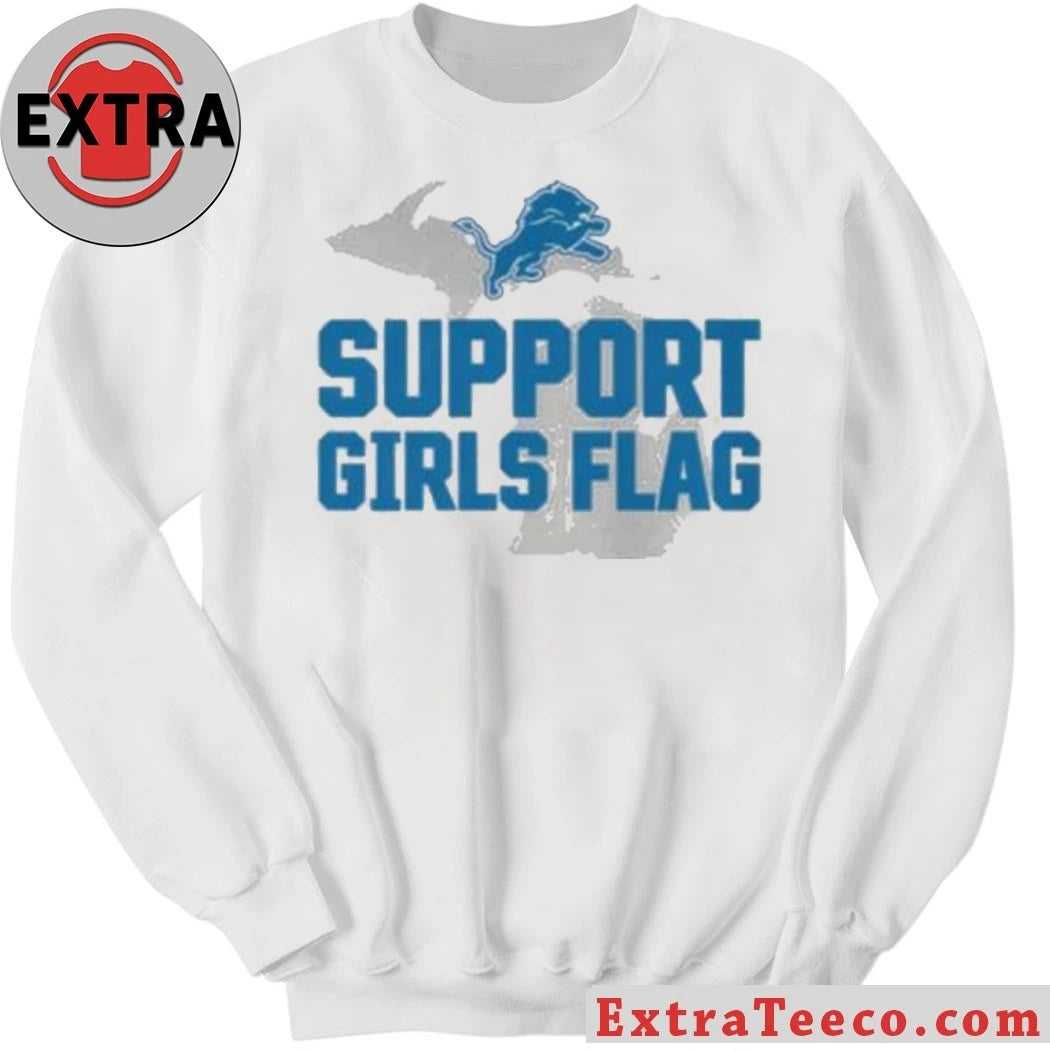 Lions Support Girls Flag And Logo T-Shirt