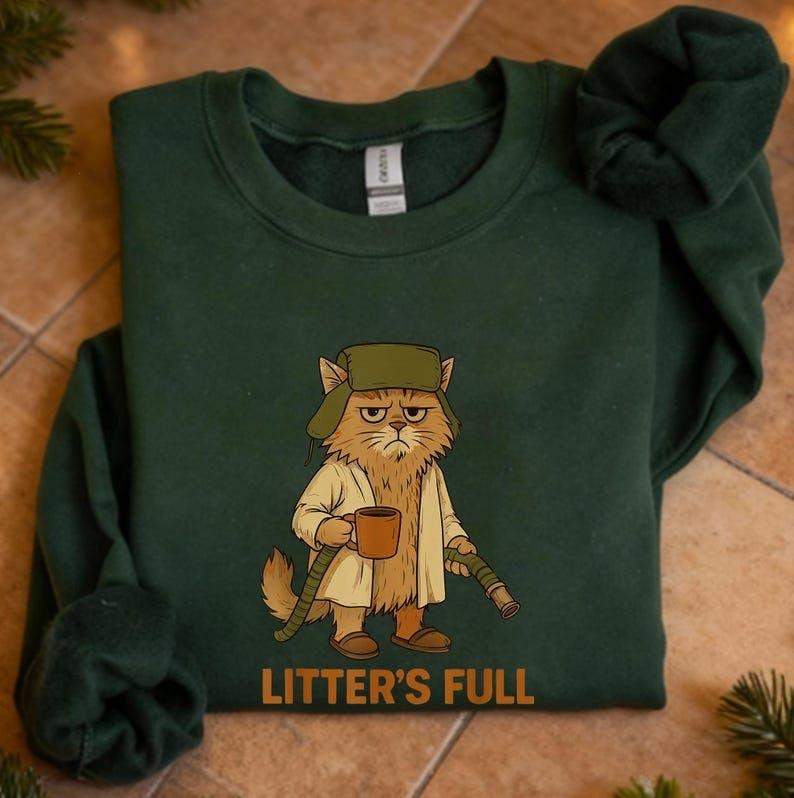 Litter's Full Funny Cat Christmas Sweatshirt, Cat Lovers Gift t-shirt Hoodie | PodTeesHub.com