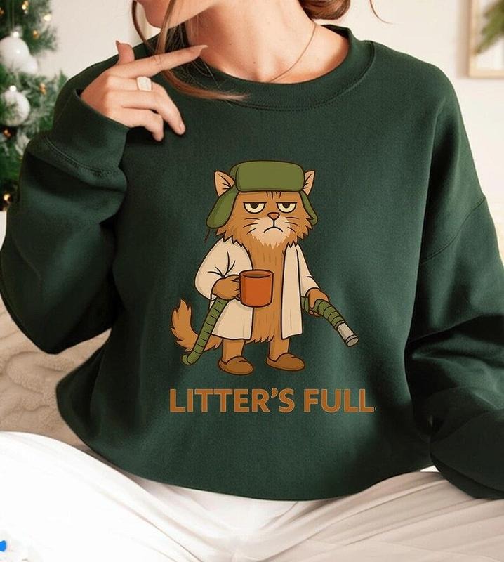 Litter's Full Funny Cat Sweatshirt, Christmas Cat Gifts, Cat Litter Shirt Hoodie | PodTeesHub.com